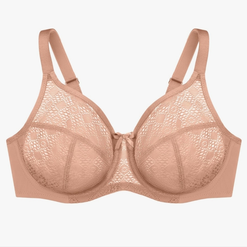 Glamorise Women's Plus Size Lace Comfort Wonderwire Bra Underwire #9855 Size 44C - Picture 3 of 13